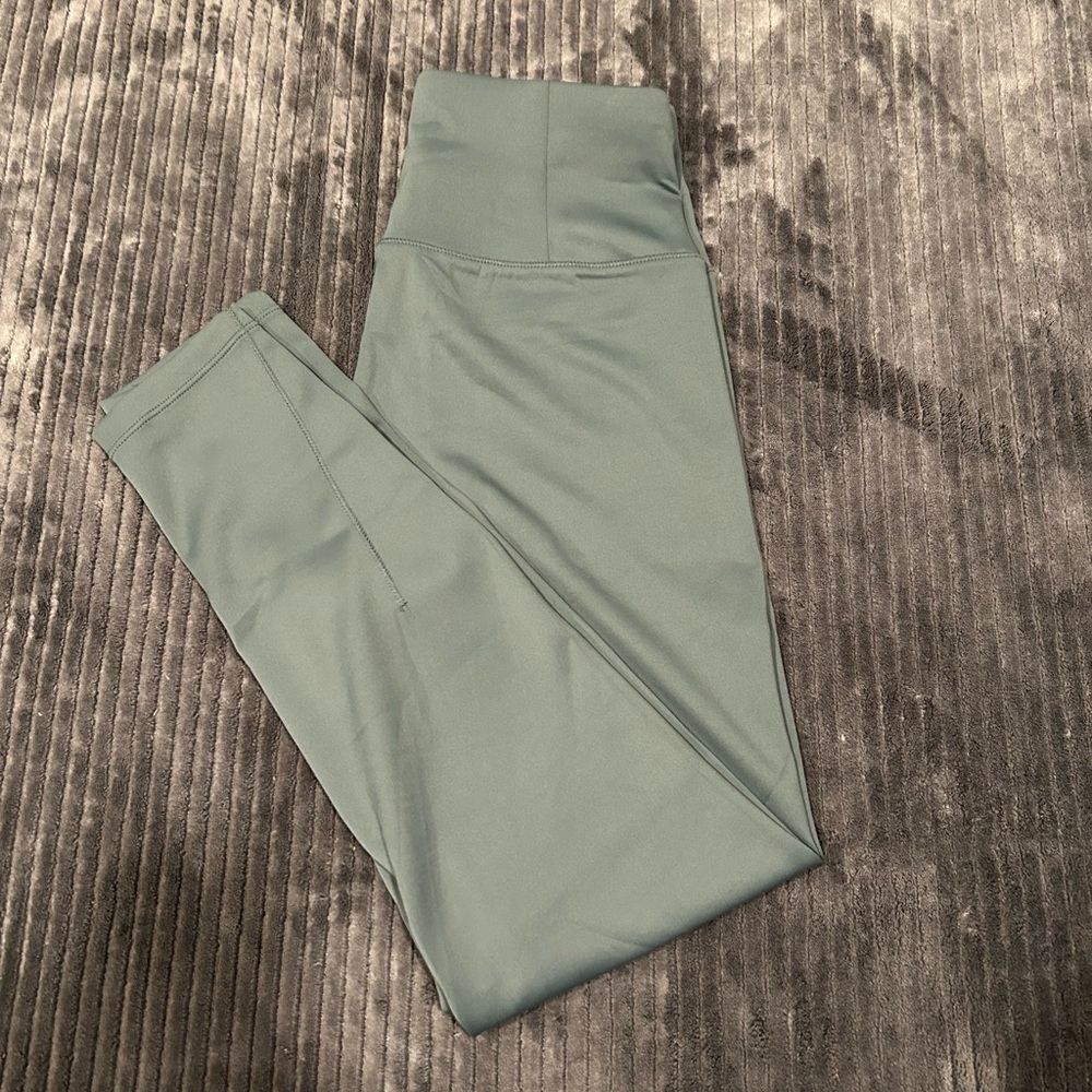 High-Waist Sage Green Capri Leggings